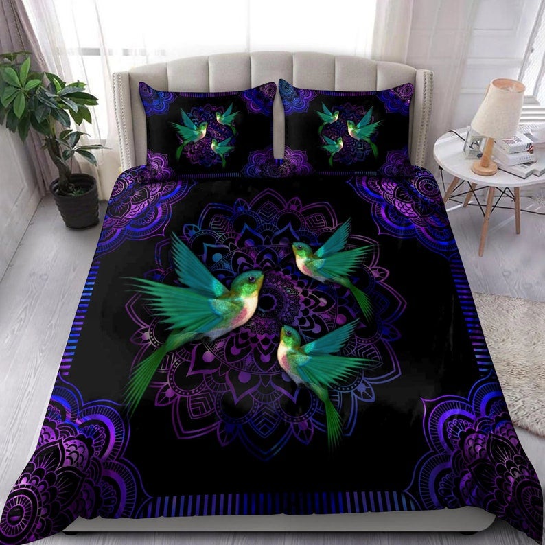 Hummingbird Mandala Bedding Set Duvet Cover And 2 Pillowcases