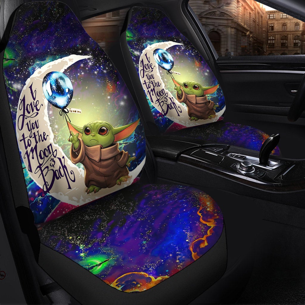 Baby Yoda Love You To The Moon Galaxy Car Seat Covers