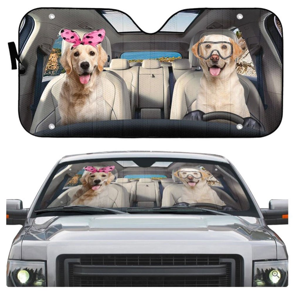 Labrador Retriever Couple Custom Car Auto Sun Shades Windshield Accessories Decor Gift