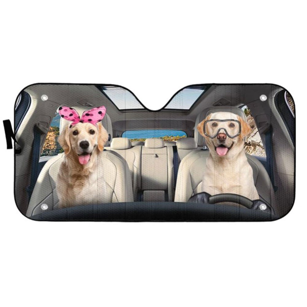 Labrador Retriever Couple Custom Car Auto Sun Shades Windshield Accessories Decor Gift