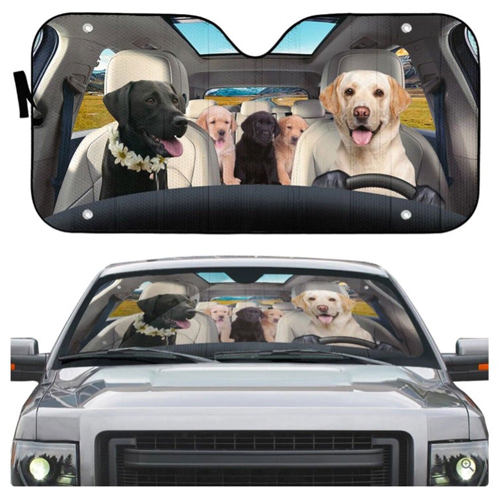 Labrador Retriever Family Custom Car Auto Sun Shades Windshield Accessories Decor Gift