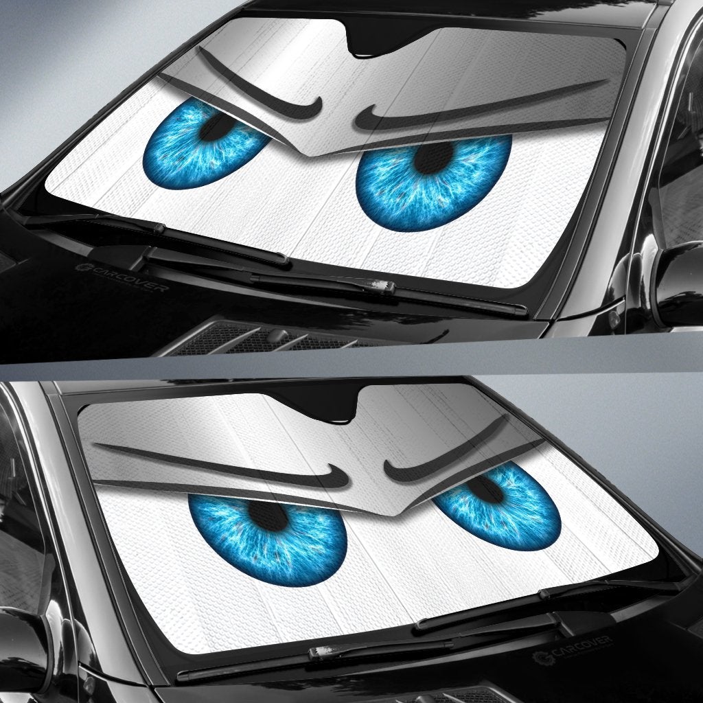 White Funny Angry Cartoon Eyes Car Auto Sun Shades Windshield Accessories Decor Gift
