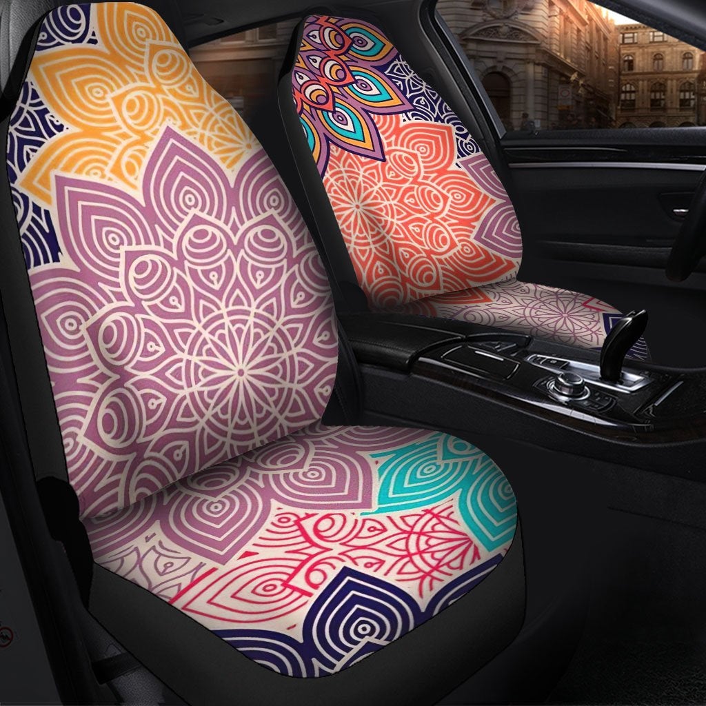 Colorful Floral Mandalas Premium Custom Car Seat Covers Decor Protector