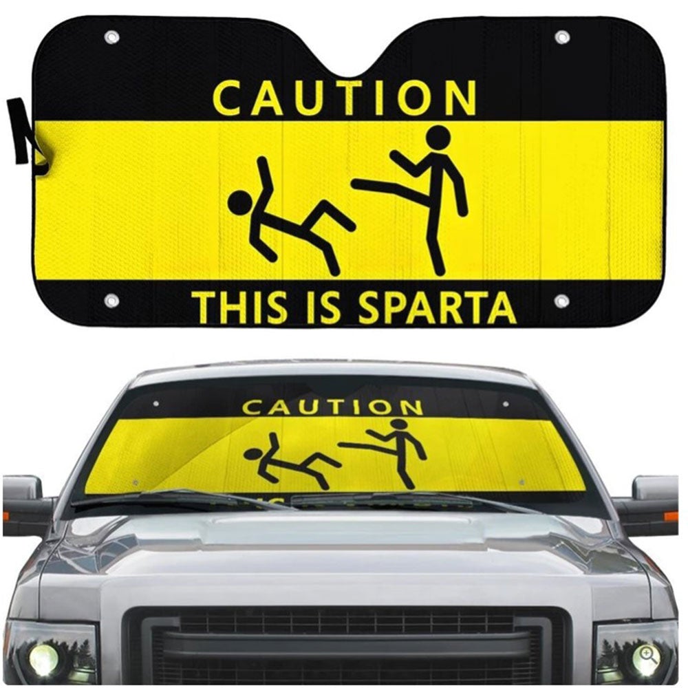 Caution This Is Sparta Car Auto Sun Shades Windshield Accessories Decor Gift