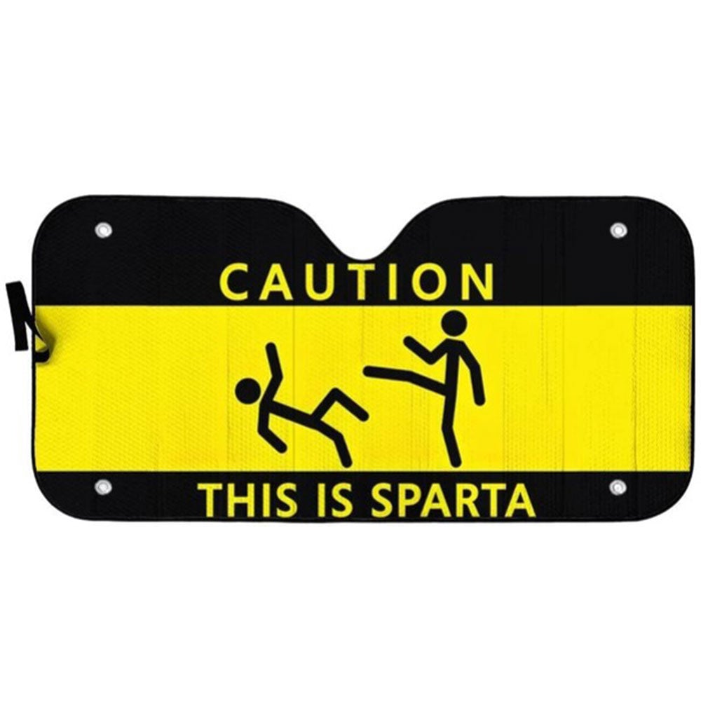 Caution This Is Sparta Car Auto Sun Shades Windshield Accessories Decor Gift