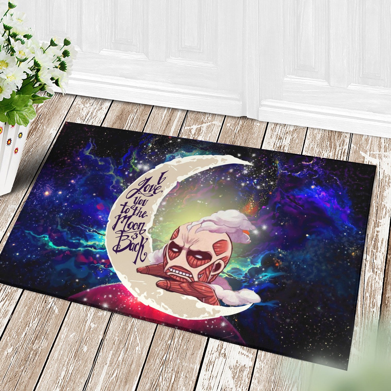 Attack on titan Love You To The Moon Galaxy Back Door Mats Home Decor