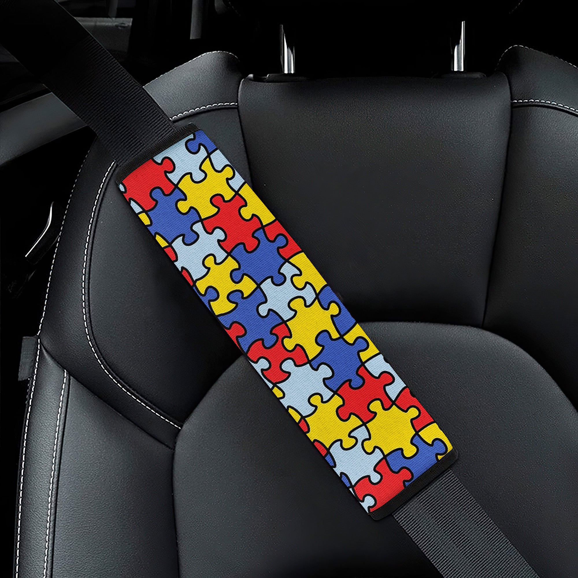 Autism Skin Pattern Premium Custom Car Seat Belt Covers