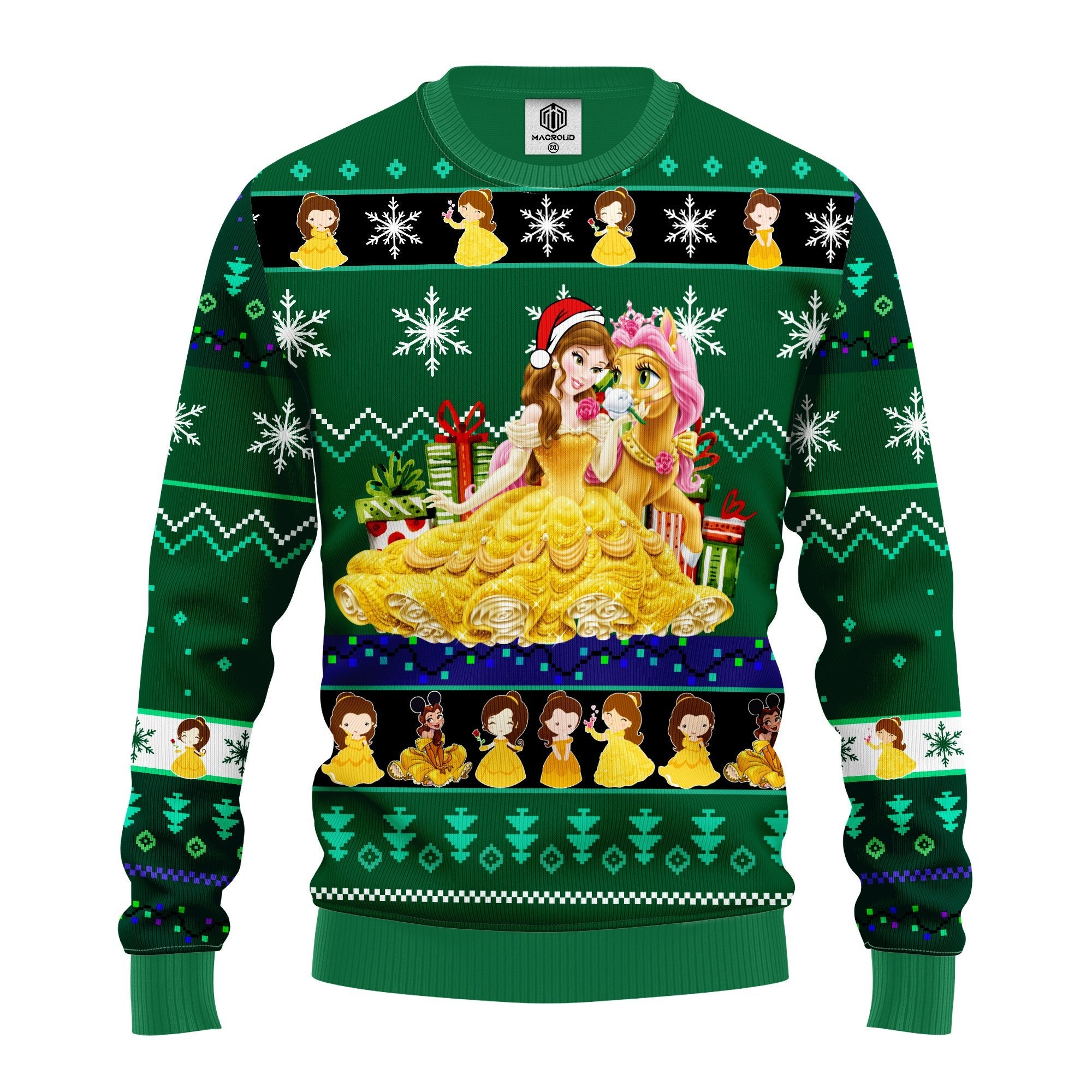 Bella Beauty And The Beast Ugly Christmas Sweater Green Amazing Gift Idea Thanksgiving Gift