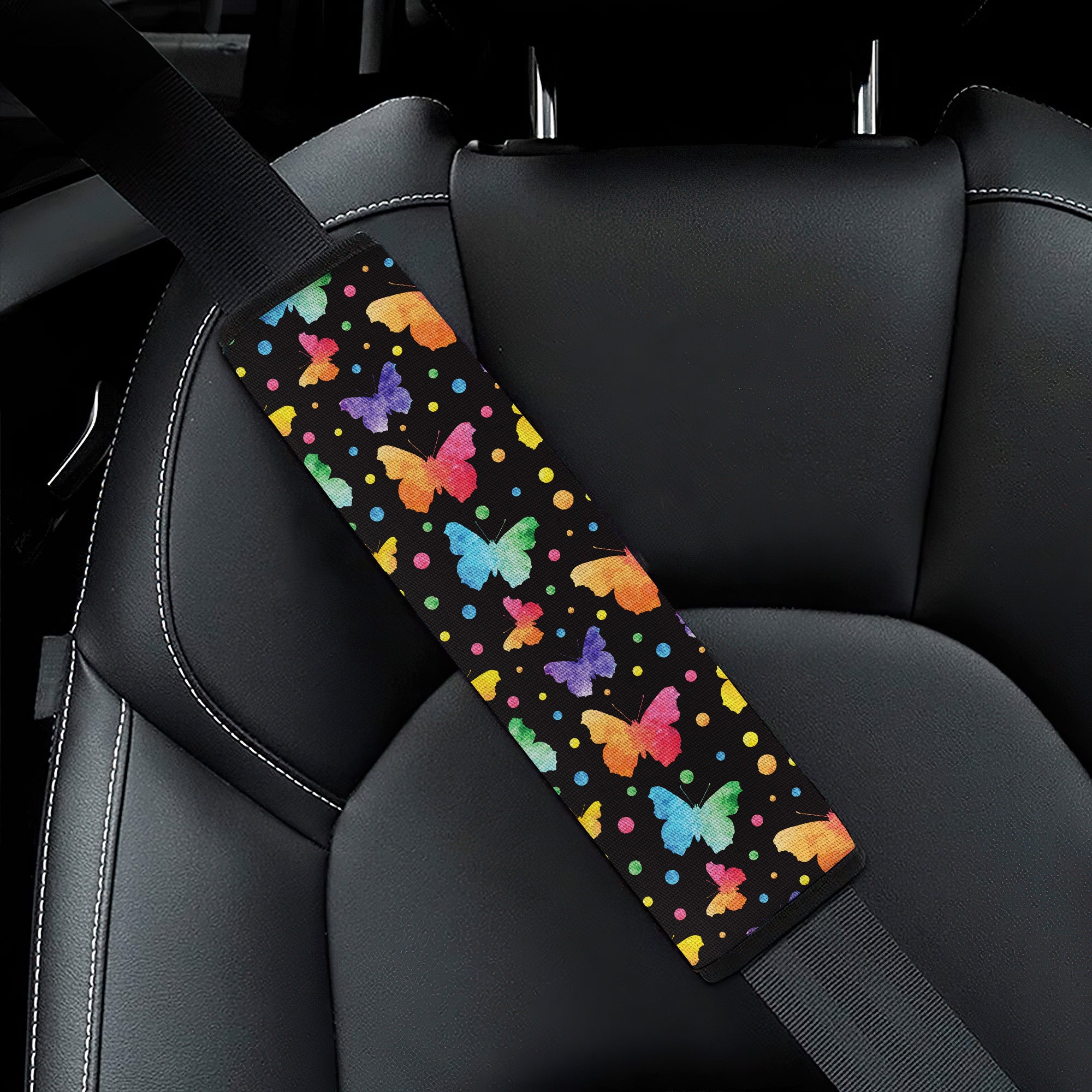 Butterfly Water Color Premium Custom Car Seat Belt Covers