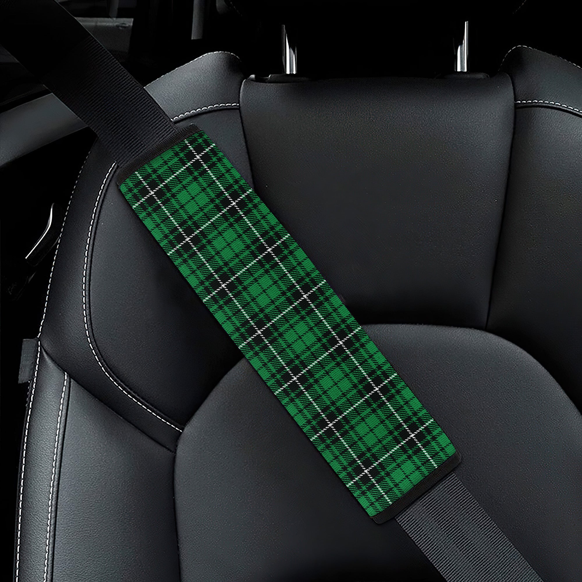 Caro Green Black Premium Custom Car Seat Belt Covers