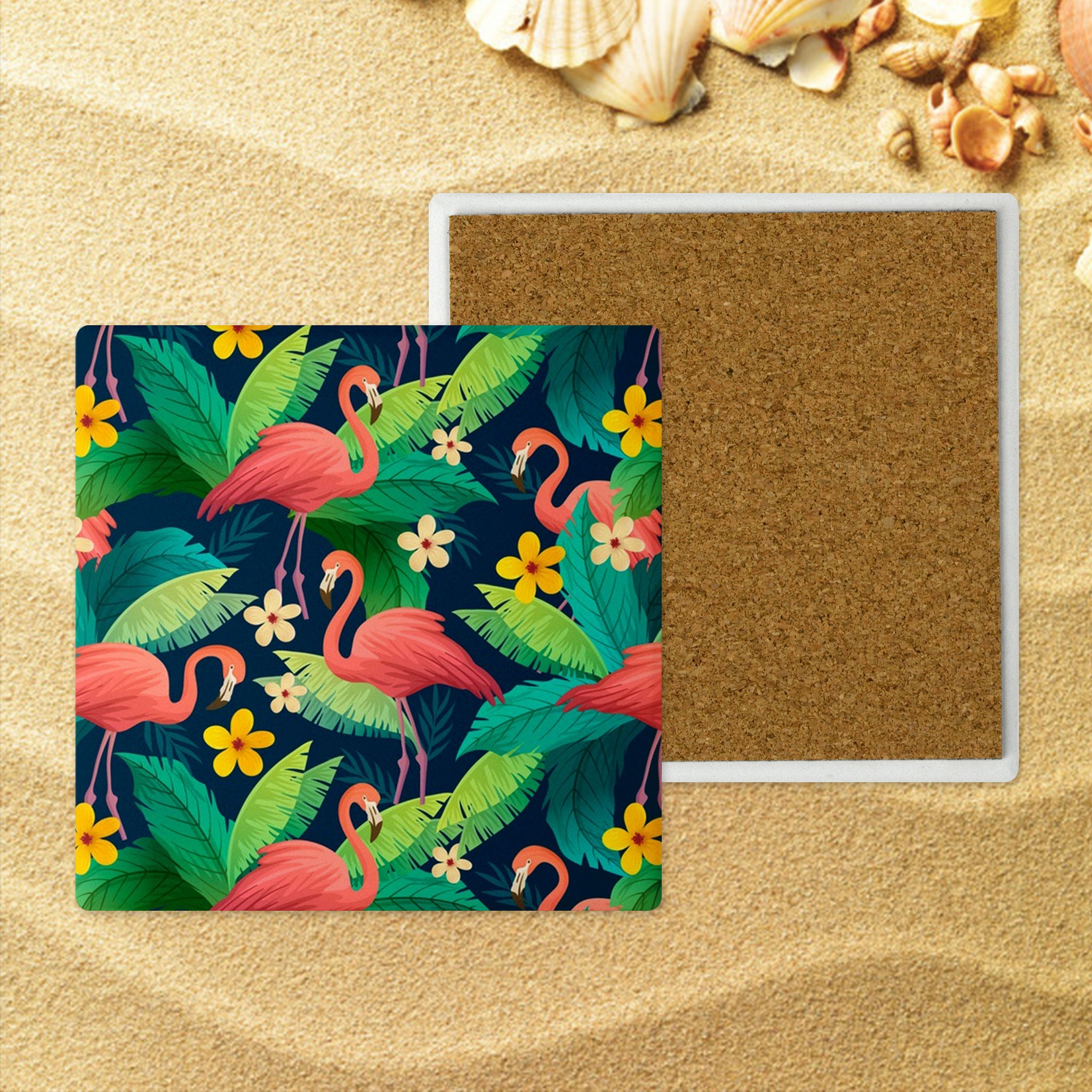 Colorful Flamingo Stone Coasters