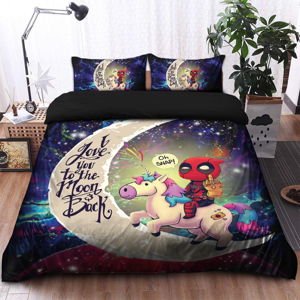 Deadpool Unicorn Love You To The Moon Galaxy Bedding Set Duvet Cover And 2 Pillowcases