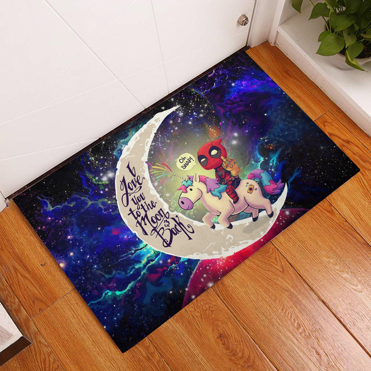 Deadpool Unicorn Love You To The Moon Galaxy Back Door Mats Home Decor