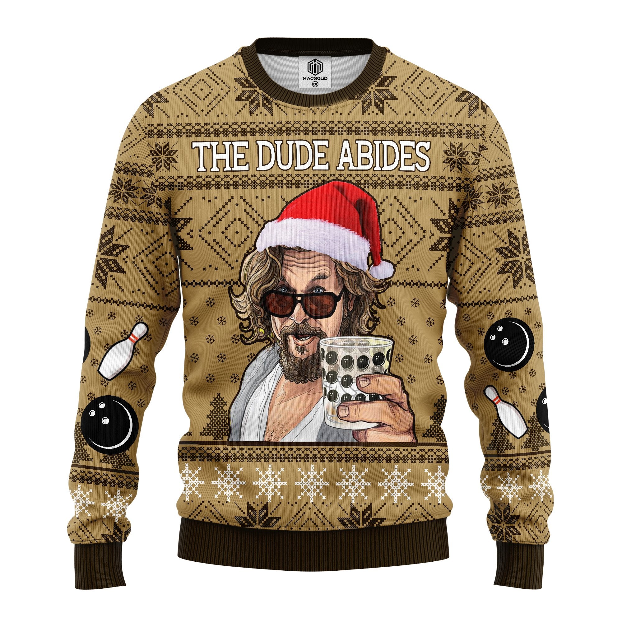 The Big Lebowski The Dude Abides Ugly Christmas Sweater Amazing Gift Idea Thanksgiving Gift