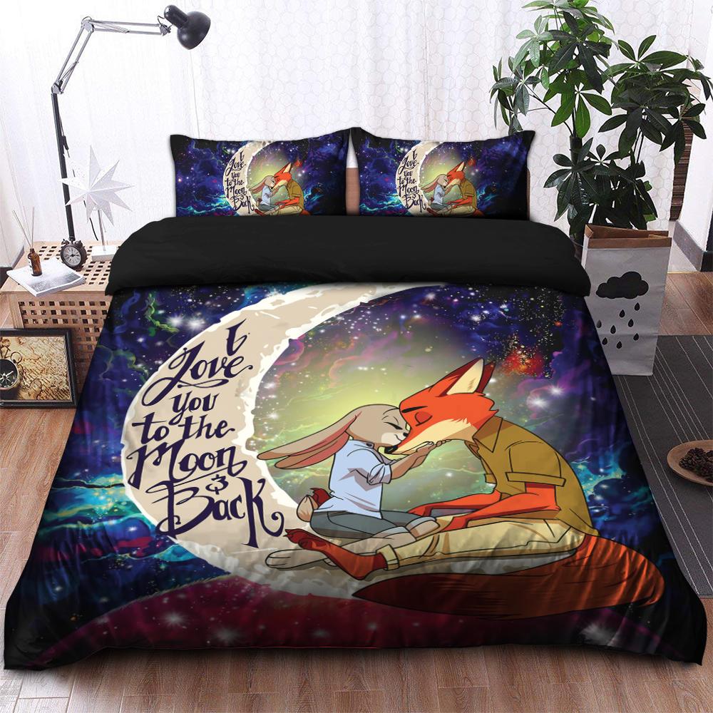 Fox Couple Zootopia Love You To The Moon Galaxy Bedding Set Duvet Cover And 2 Pillowcases