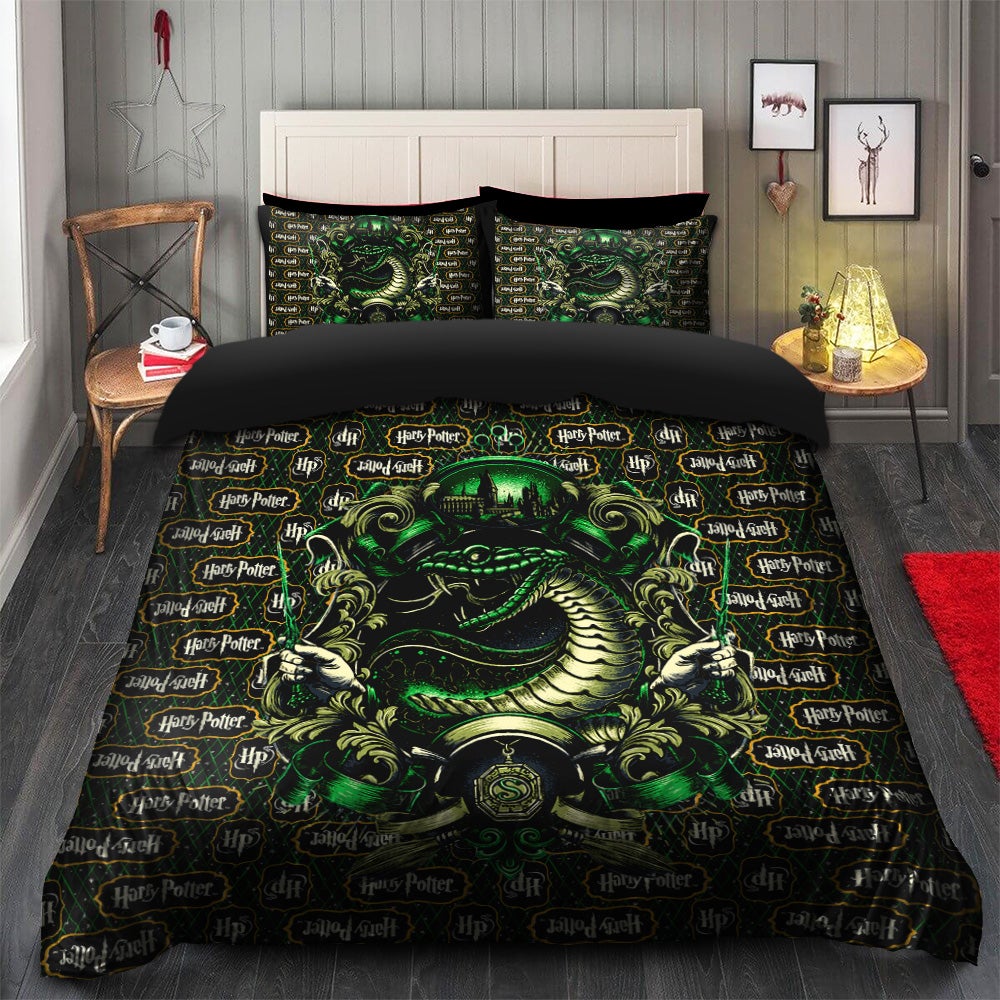 Harry Potter Slytherin Bedding Set Duvet Cover And 2 Pillowcases