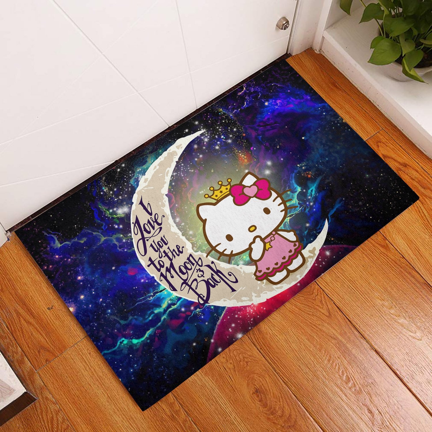 Hello Kitty Love You To The Moon Galaxy Back Door Mats Home Decor