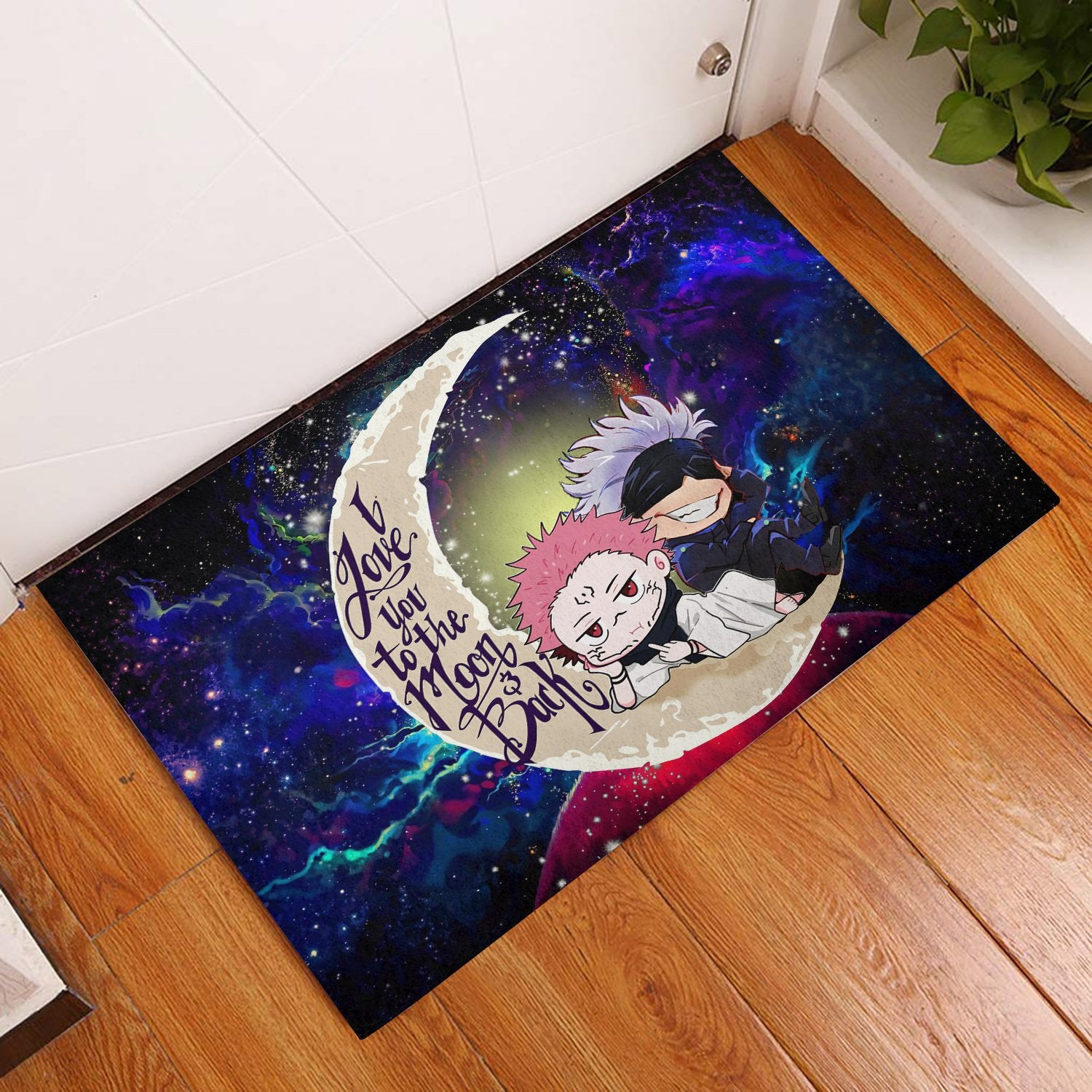 Jujutsu Kaisen Gojo Sakuna Chibi Anime Love You To The Moon Galaxy Back Door Mats Home Decor