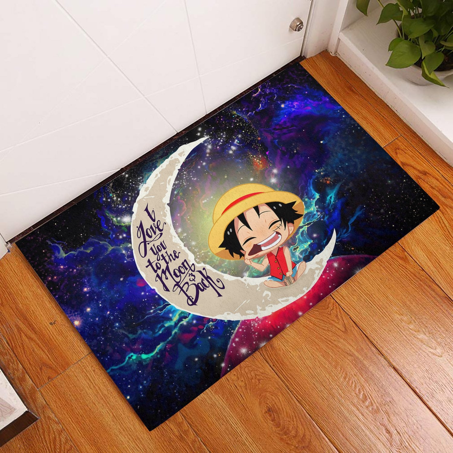 Luffy One Piece Love You To The Moon Galaxy Back Door Mats Home Decor