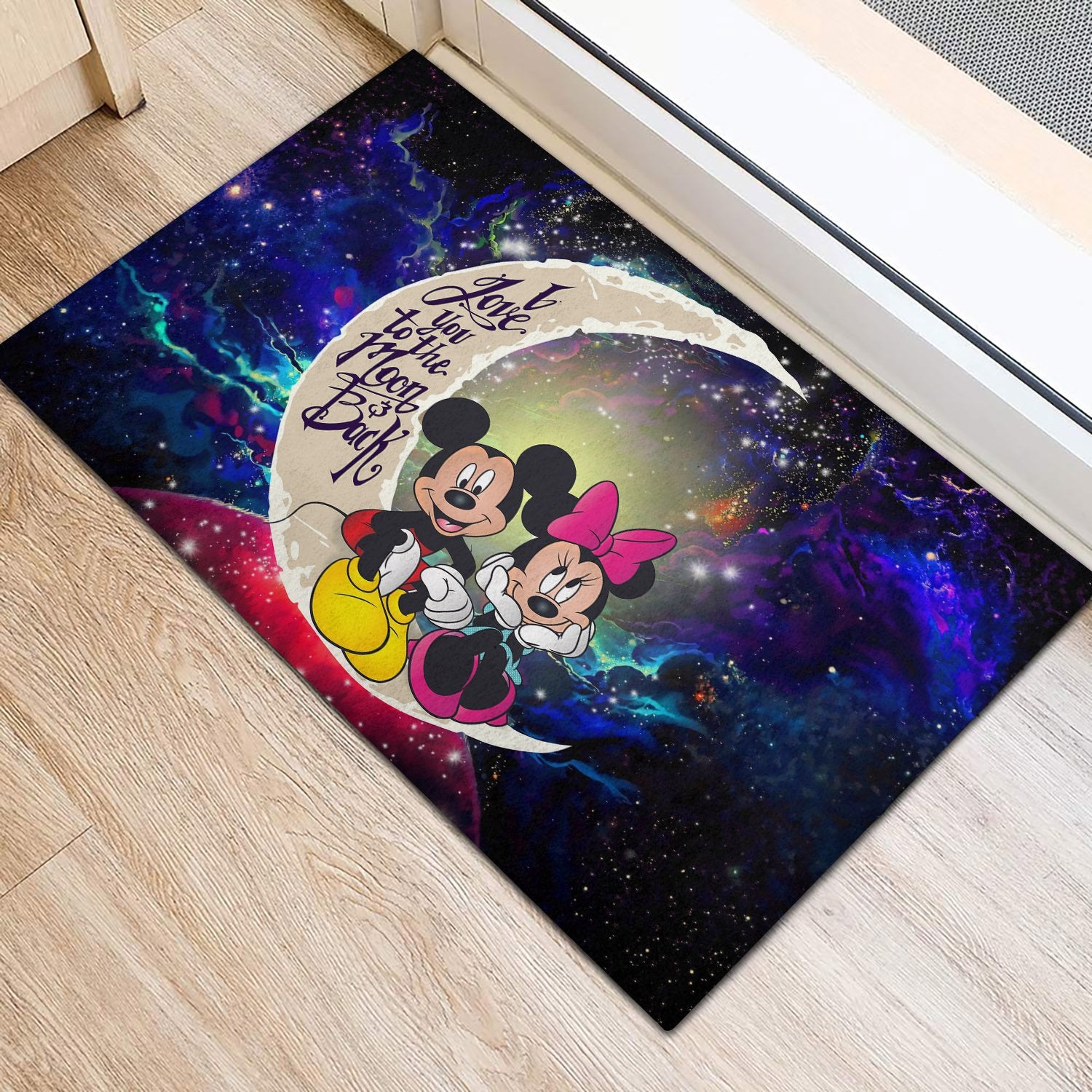 Mice Couple Love You To The Moon Galaxy Back Door Mats Home Decor