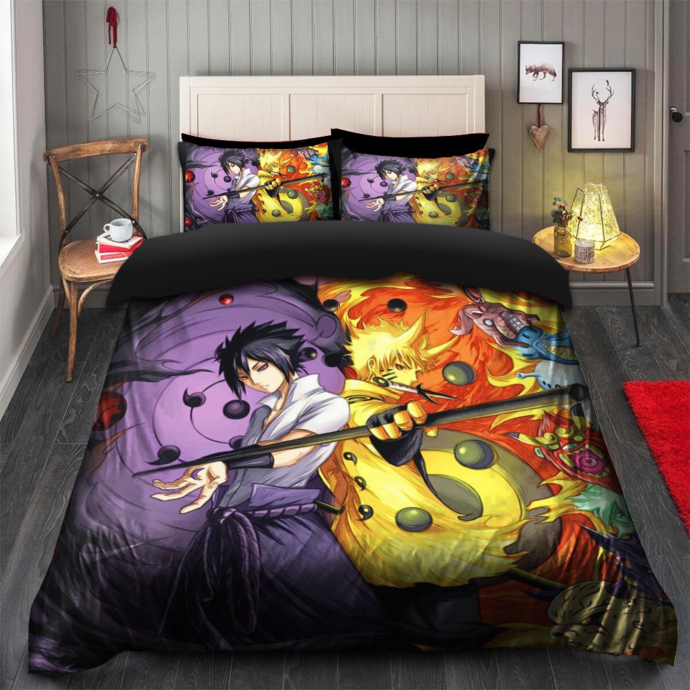 Naruto vs Sasuke Bedding Set Duvet Cover And 2 Pillowcases - Nearkii