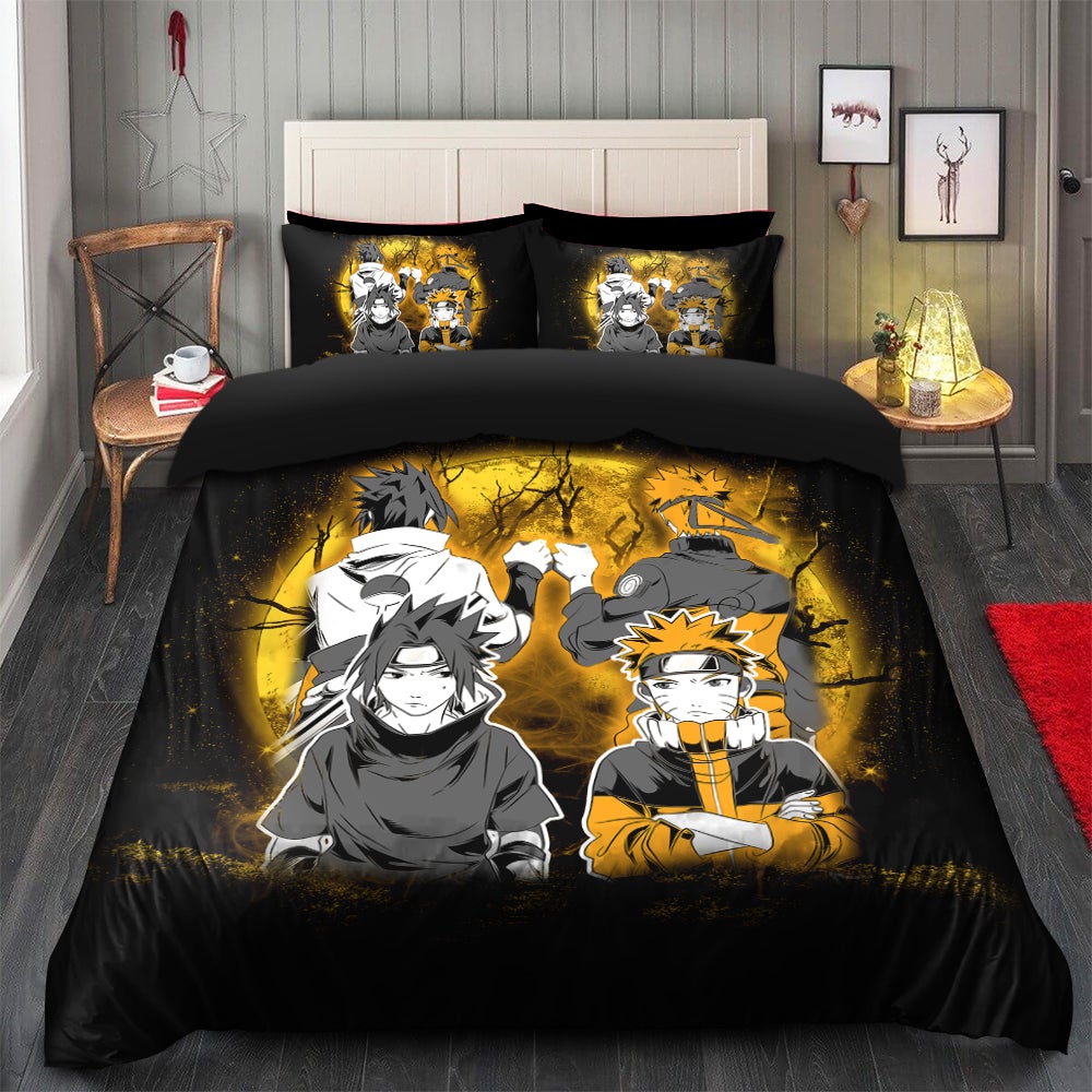 Naruto Sasuke Friends Moonlight Bedding Set Duvet Cover And 2 Pillowcases
