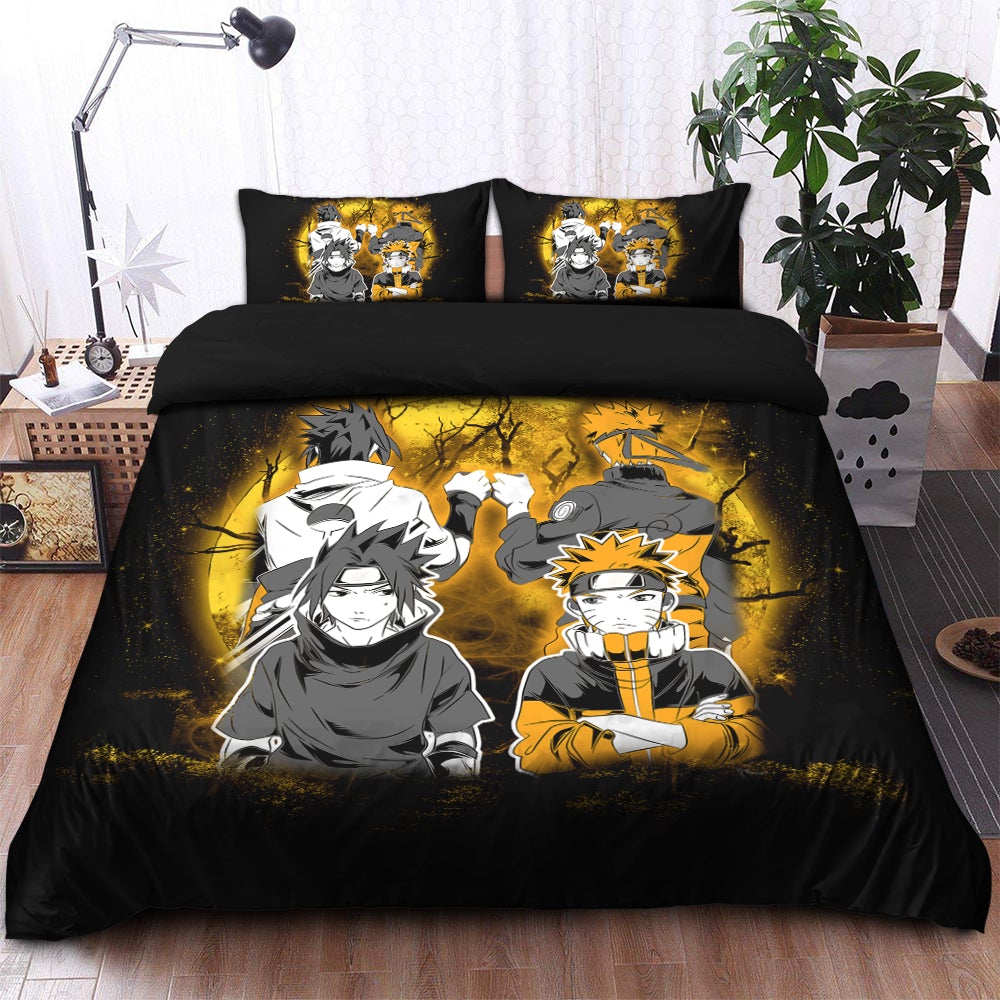 Naruto Sasuke Friends Moonlight Bedding Set Duvet Cover And 2 Pillowcases