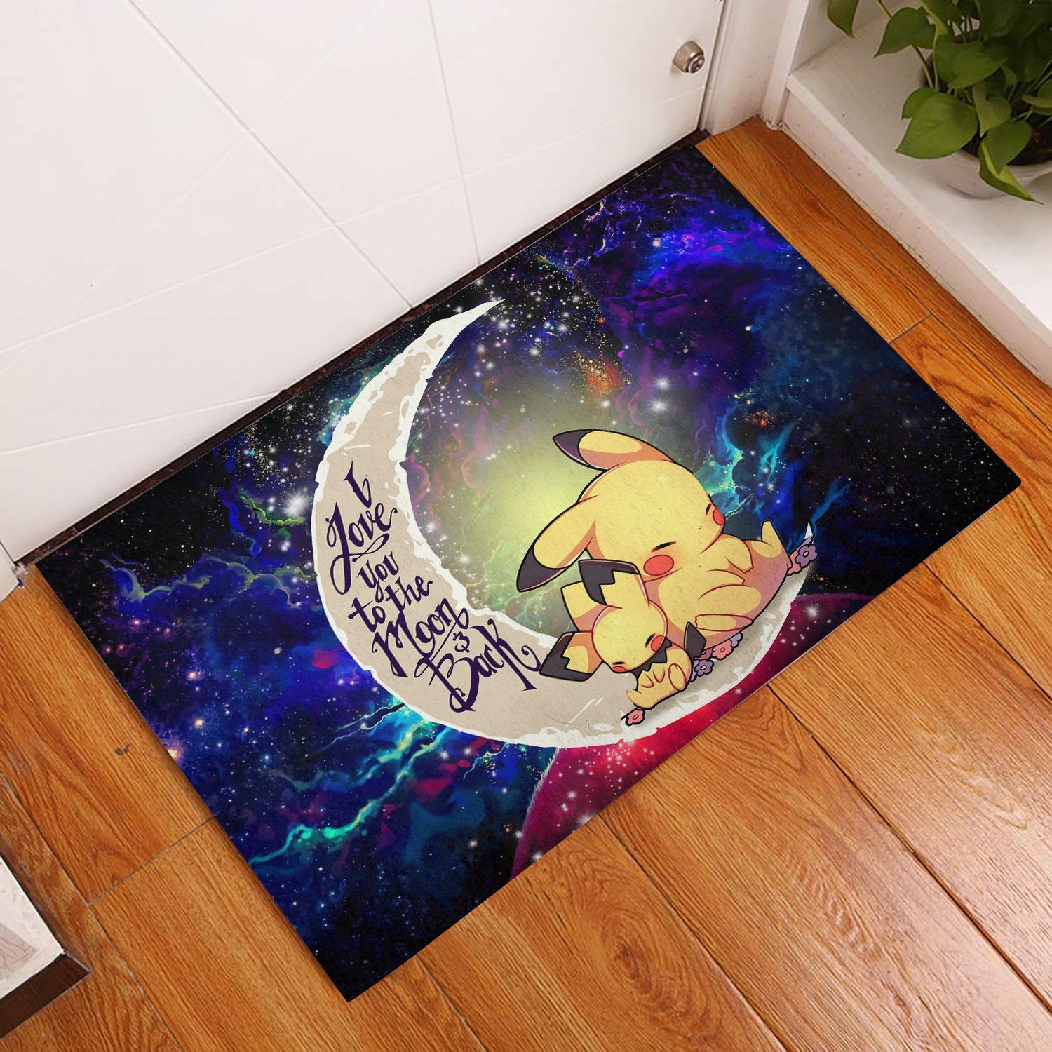 Pikachu Pokemon Sleep Love You To The Moon Galaxy Back Door Mats Home Decor