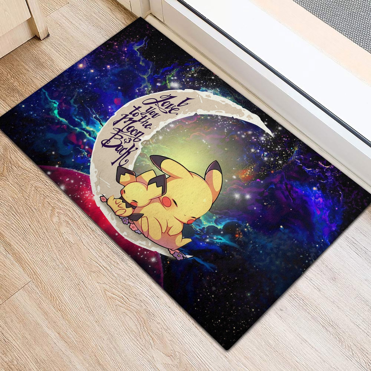 Pikachu Pokemon Sleep Love You To The Moon Galaxy Back Door Mats Home Decor