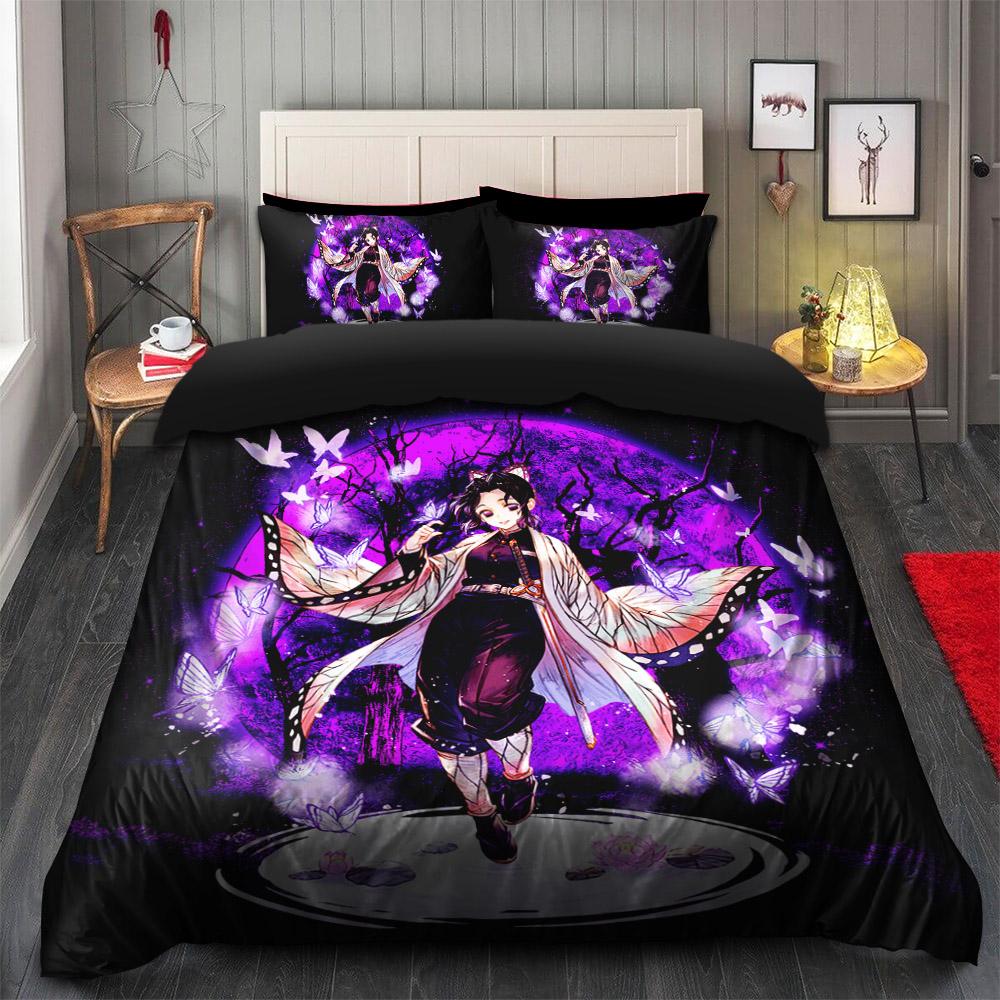 Kimetsu No Yaiba Kochou Shinobu Moonlight Bedding Set Duvet Cover And 2 Pillowcases