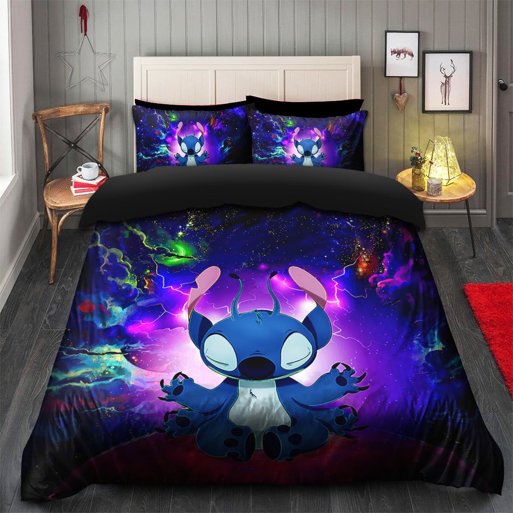 Stitch Yoga Galaxy Bedding Set Duvet Cover And 2 Pillowcases