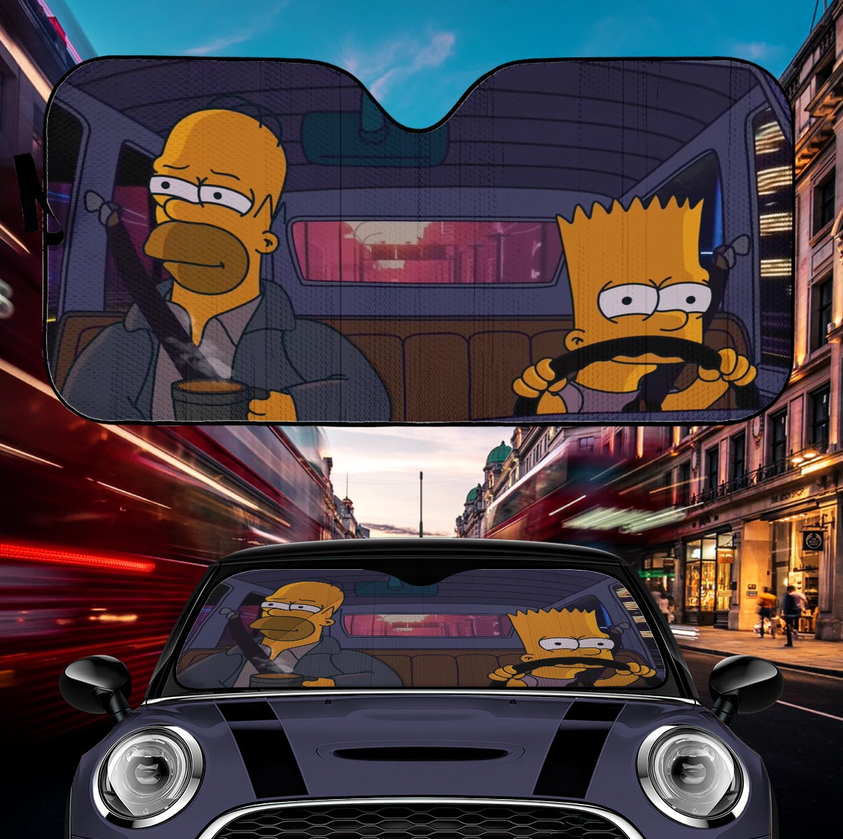 The Simpsons Bart And Homer Car Auto Sunshade