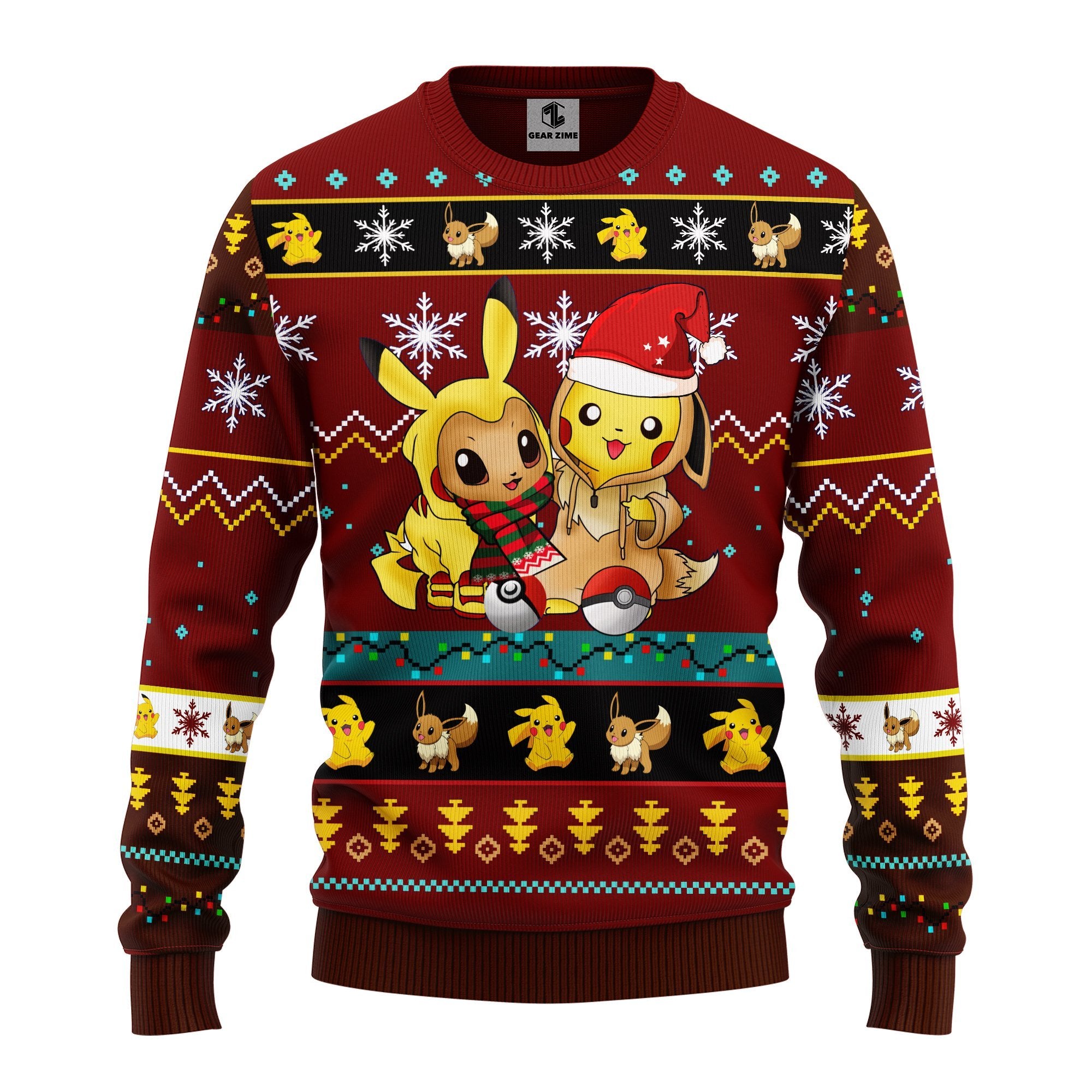 Pokemon Cute Noel Mc Ugly Christmas Sweater Brown Red 1 Amazing Gift Idea Thanksgiving Gift