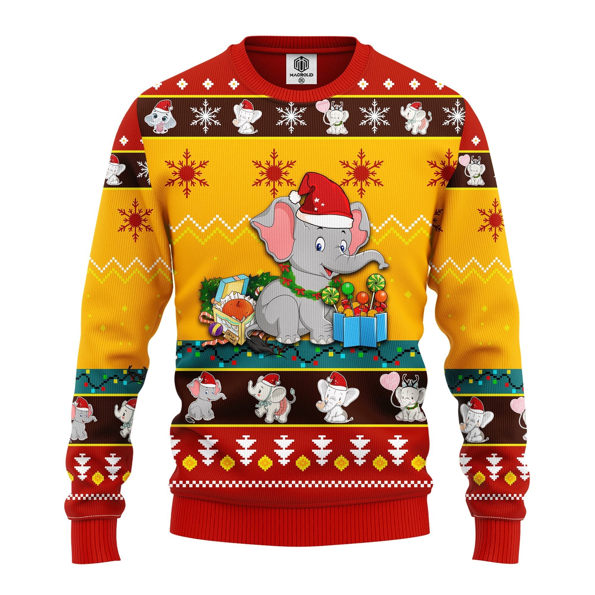 Baby Elephant Ugly Christmas Sweater Yellow Red 1 Amazing Gift Idea Thanksgiving Gift