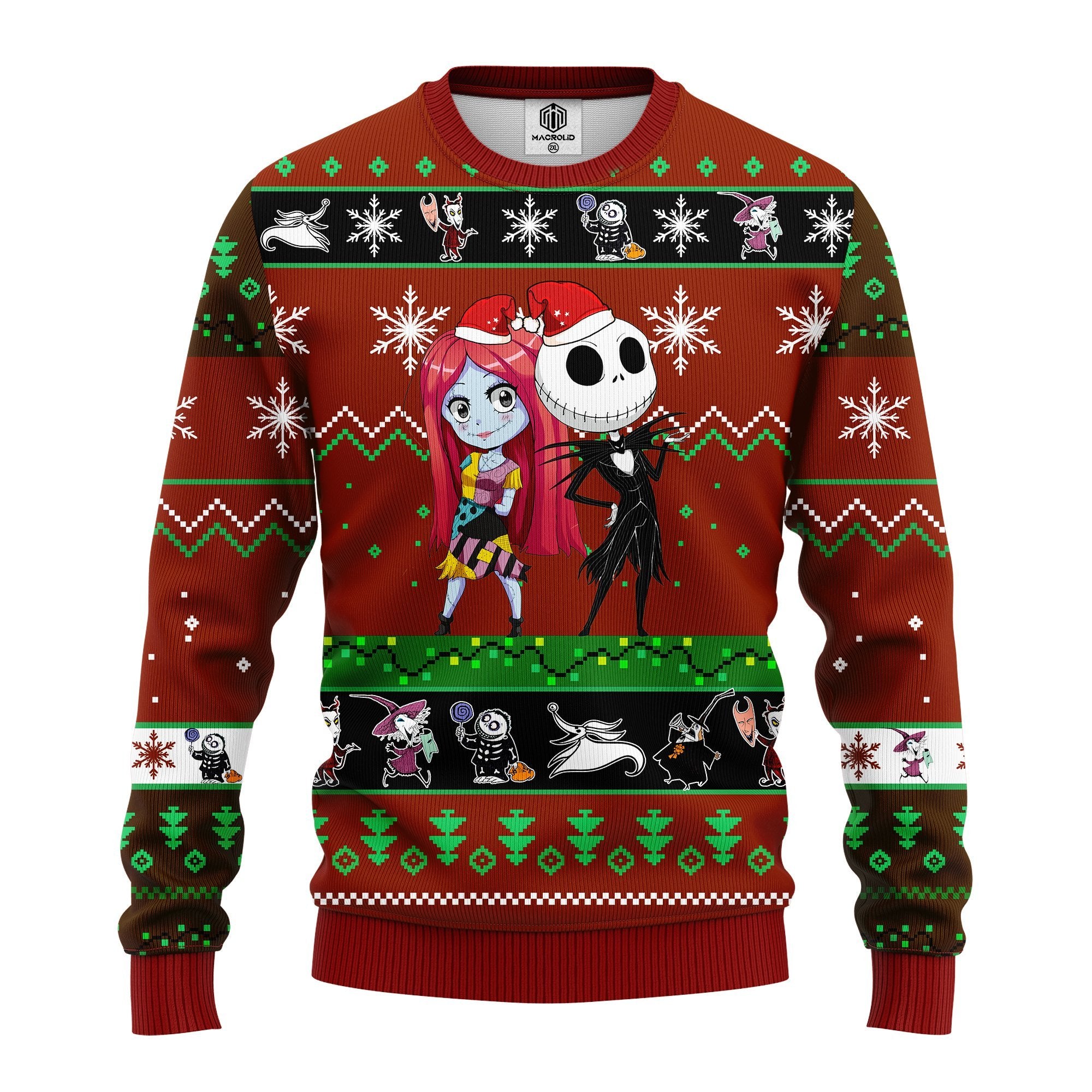 Nightmare Before Christmas Ugly Sweater Red Brown 2 Amazing Gift Idea Thanksgiving Gift