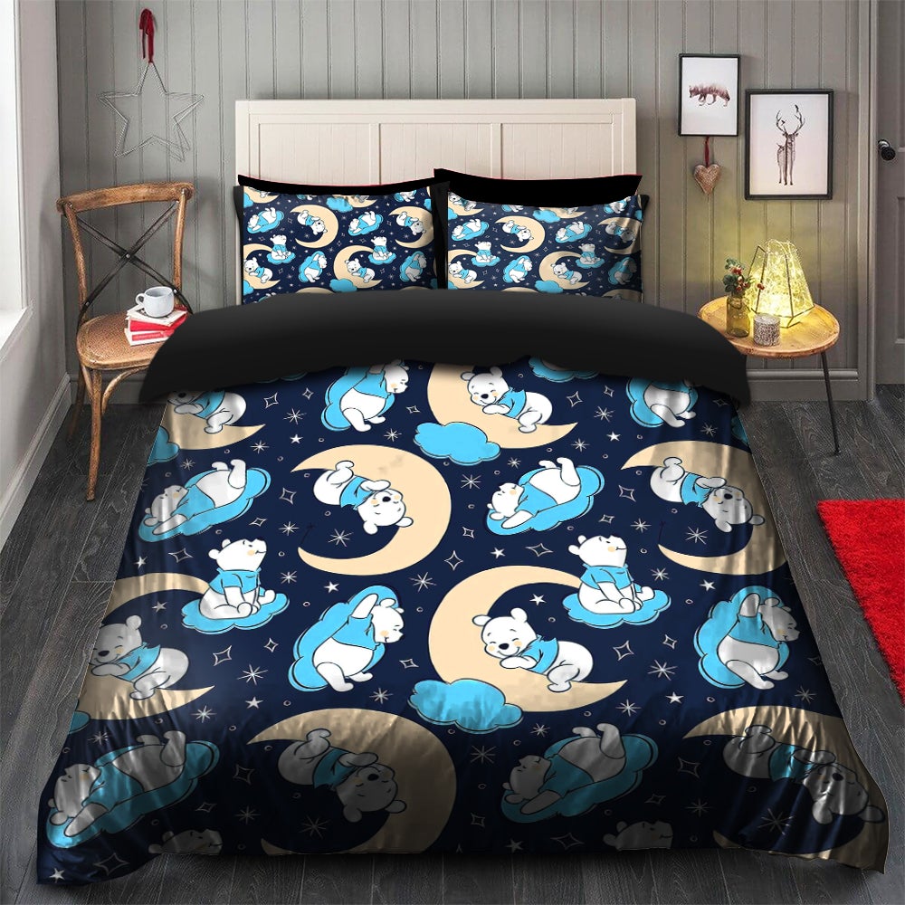 Winnie The Pooh Pattern Illustration Bedding Set Duvet Cover And 2 Pillowcases