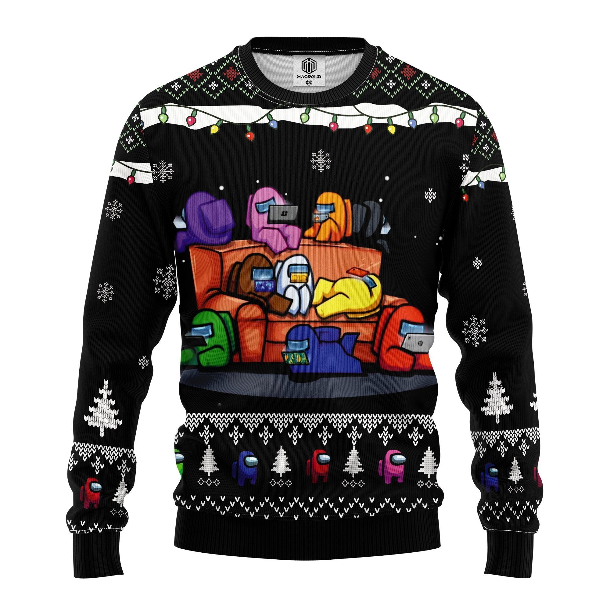 Among Us Black Ugly Christmas Sweater Amazing Gift Idea Thanksgiving Gift