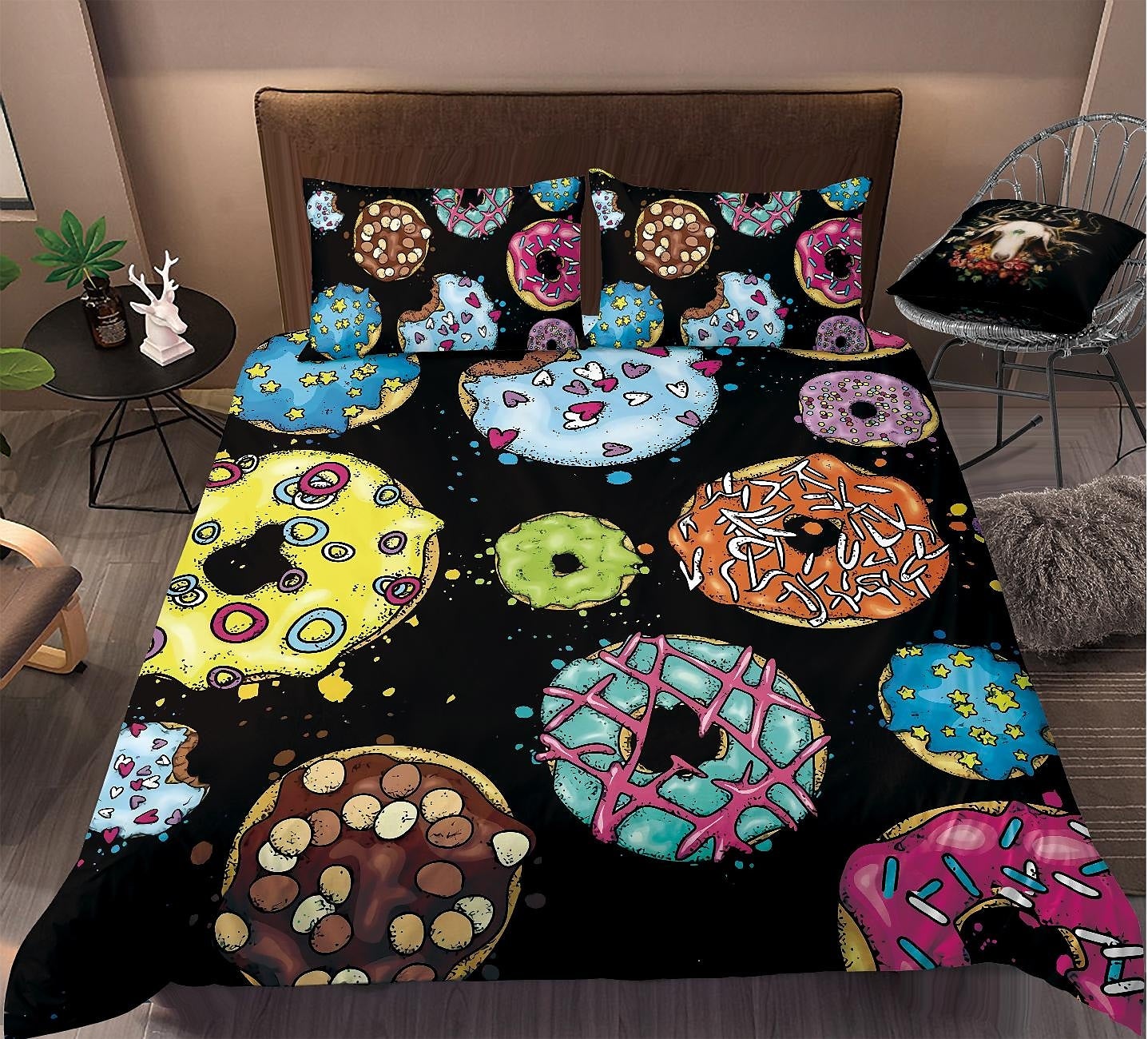 Colorful Donut Bedding Set Duvet Cover And 2 Pillowcases
