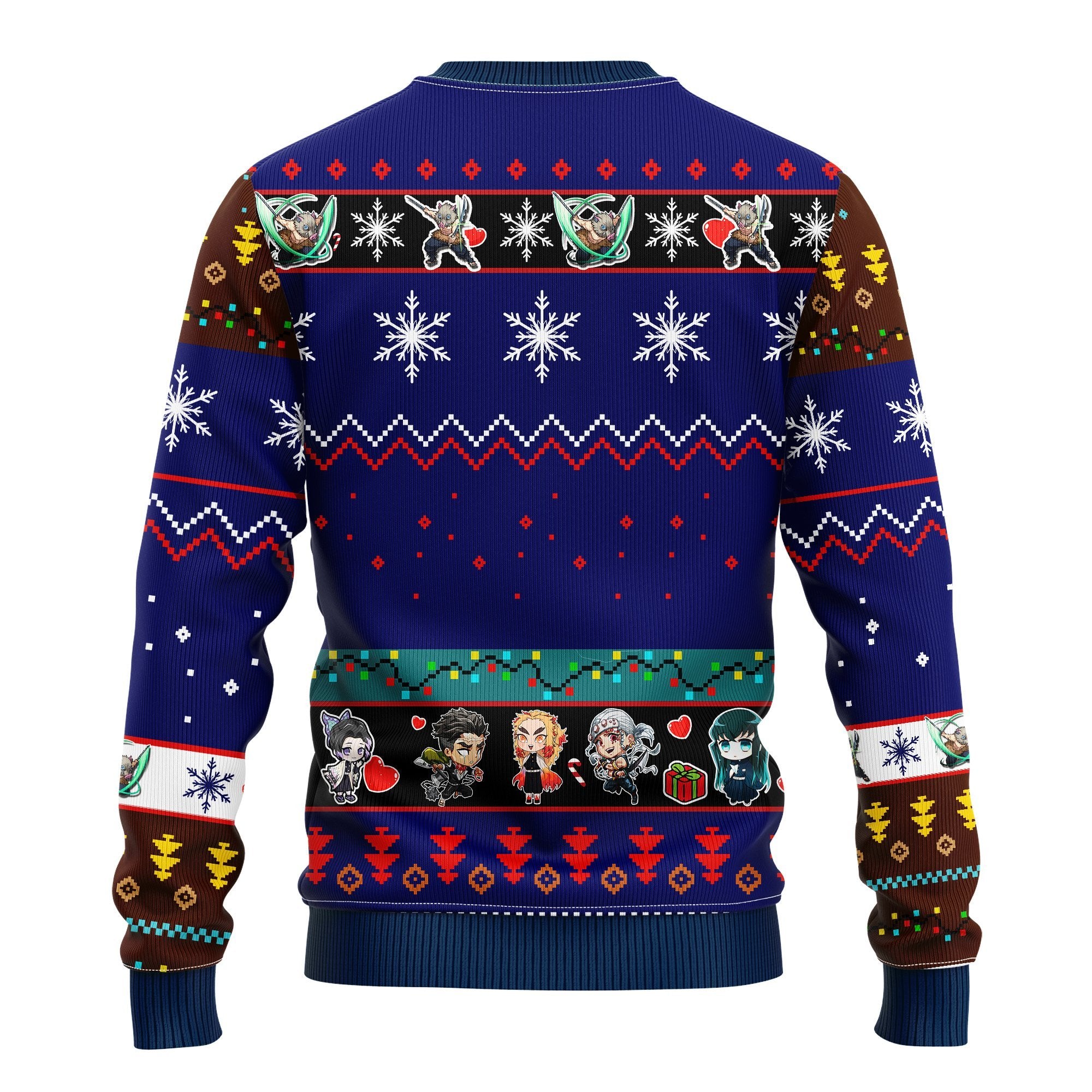 Inosuke Hashibira Demon Slayer Anime Ugly Christmas Sweater Blue 1 Amazing Gift Idea Thanksgiving Gift