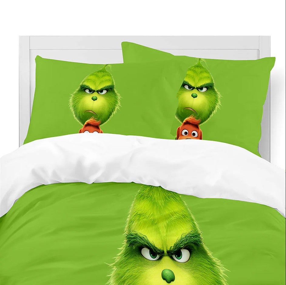 Green Grinch Bedding Set Duvet Cover And 2 Pillowcases