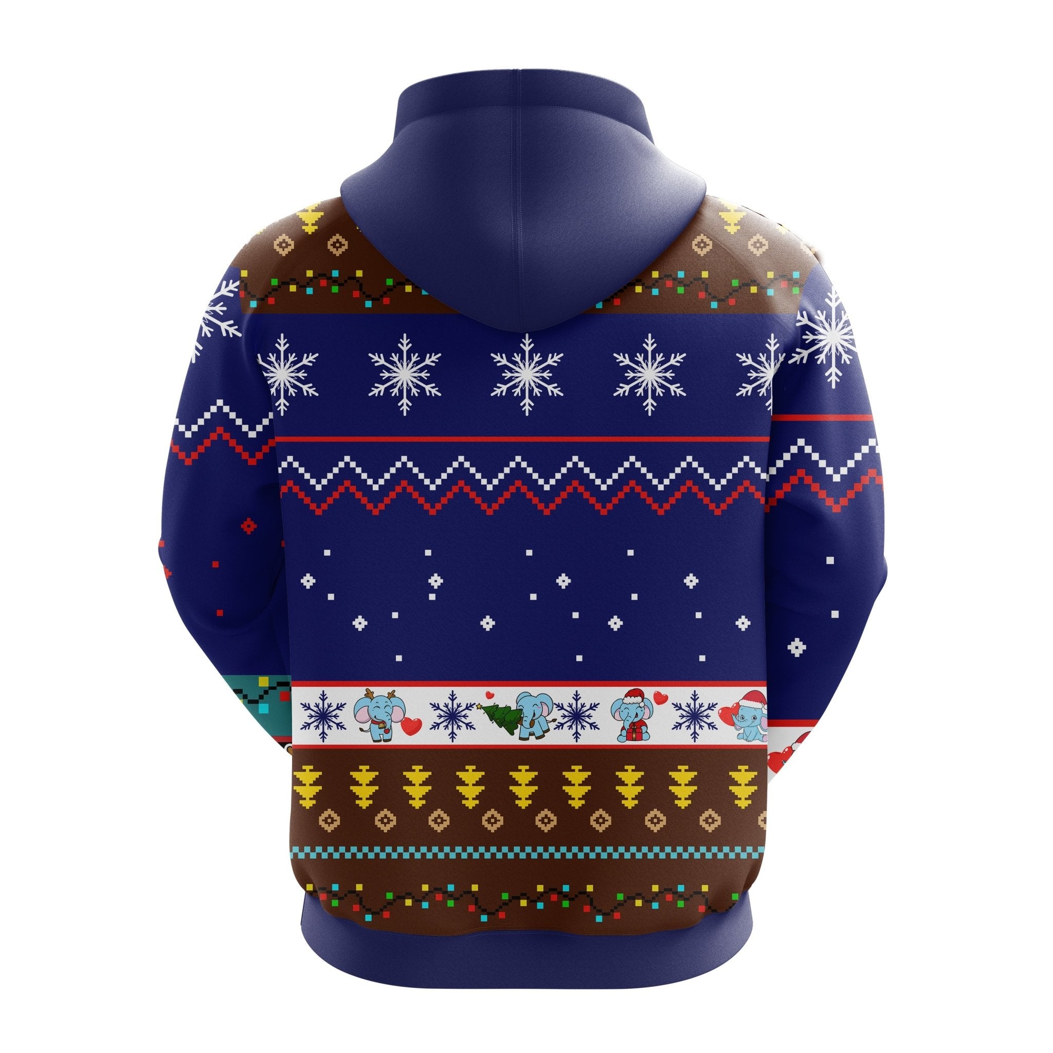 Elephent Christmas Cute Noel Mc Ugly Hoodie Blue 1- Amazing Gift Idea Thanksgiving Gift