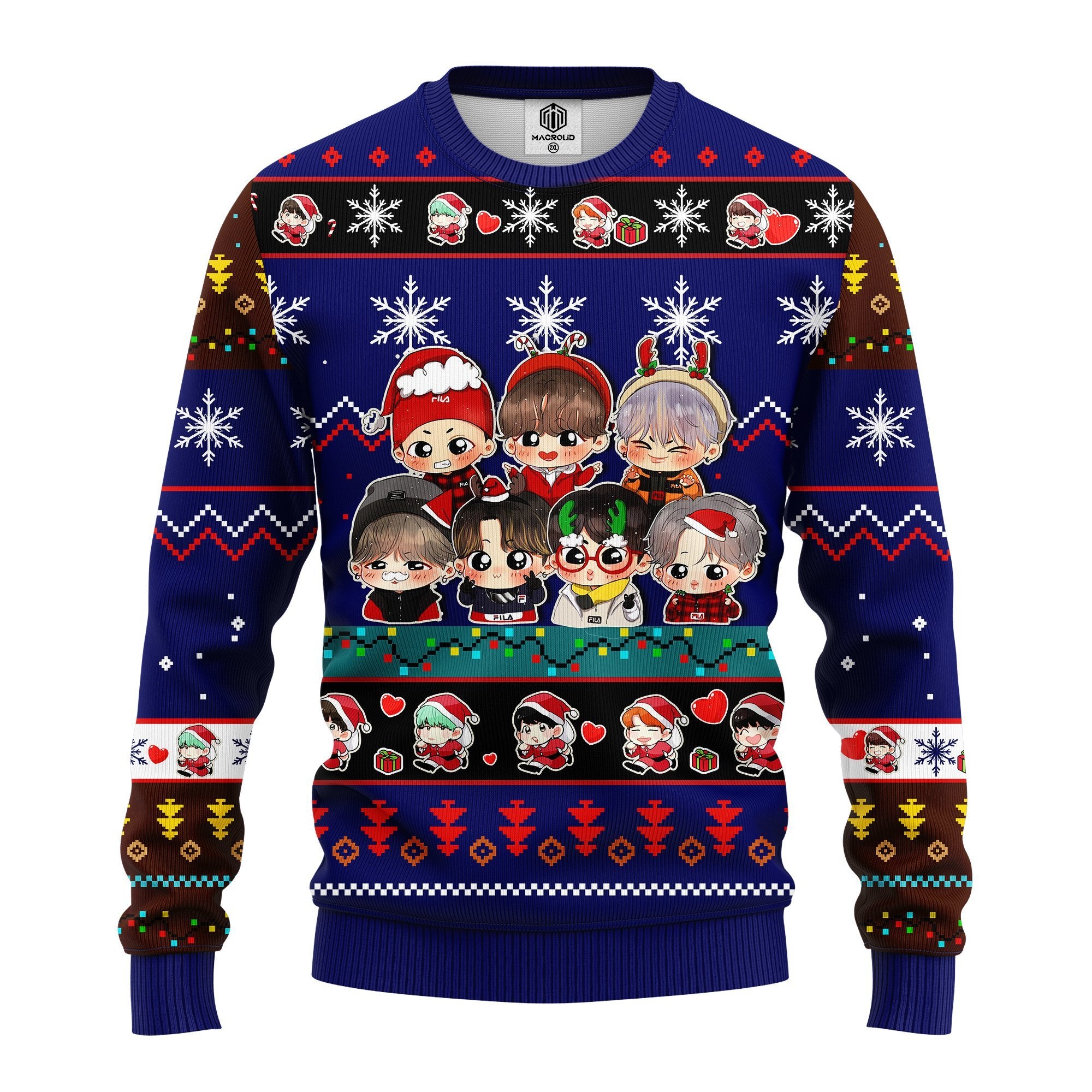 Bts Army Chibi Cute Ugly Christmas Sweater Blue 1 Amazing Gift Idea Thanksgiving Gift
