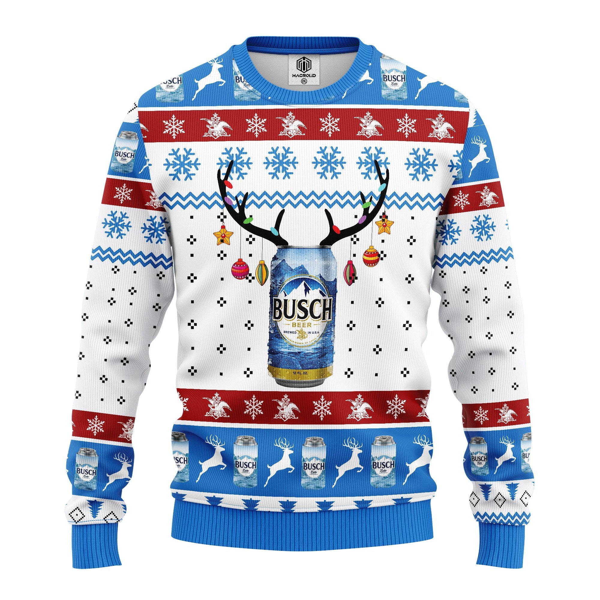 Busch Blue White Ugly Christmas Sweater Amazing Gift Idea Thanksgiving Gift