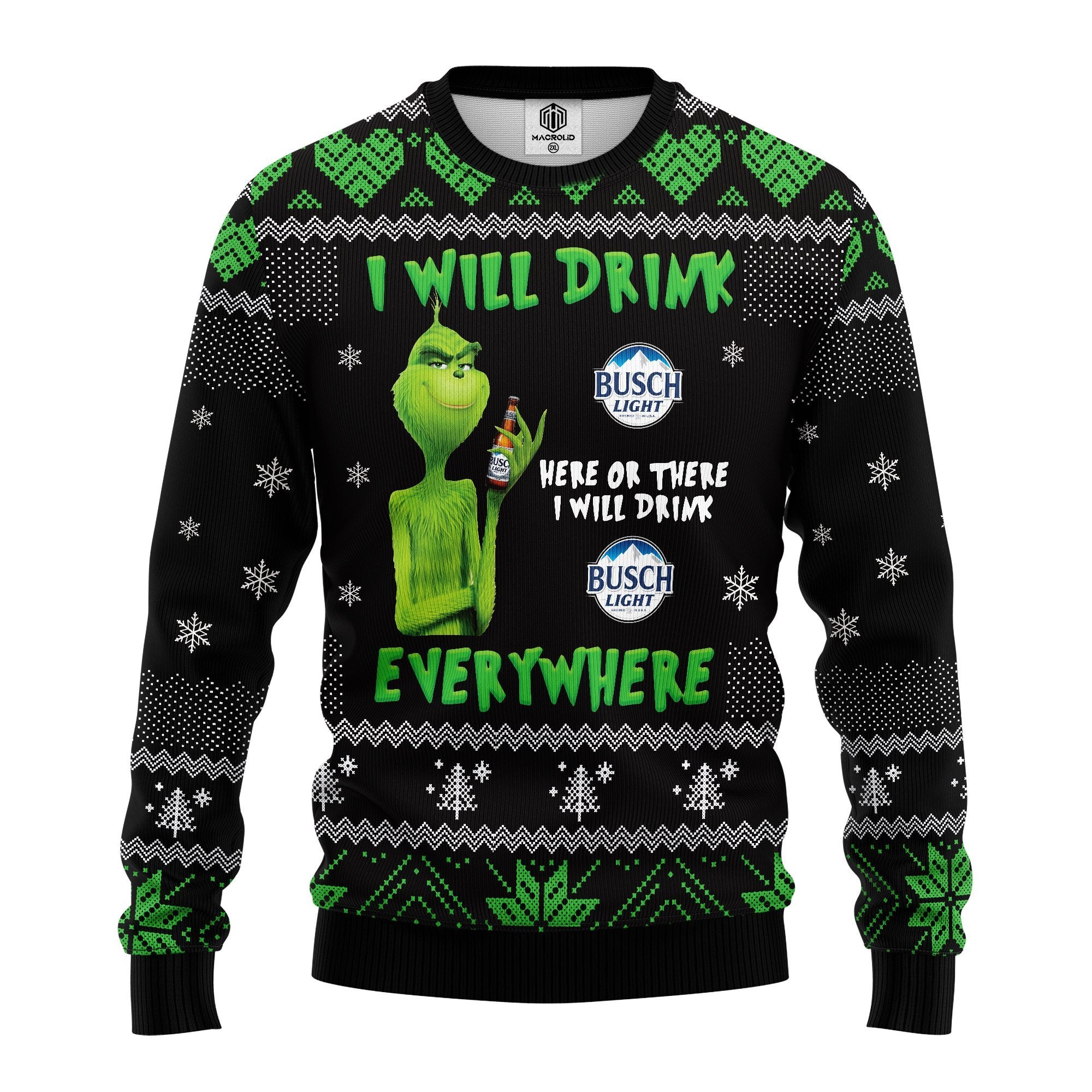 Grinch Drunk Busch Beer Ugly Christmas Sweater Amazing Gift Idea Thanksgiving Gift