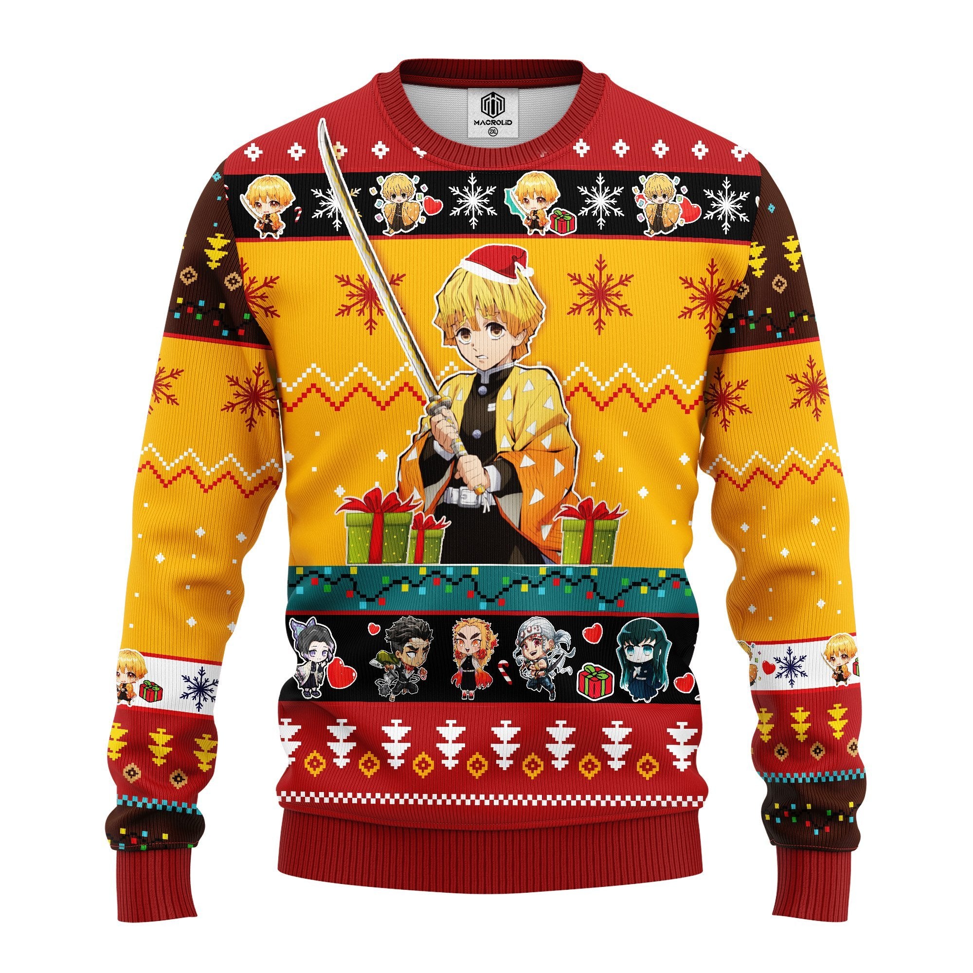 Agatsuma Zenitsu Demon Slayer Ugly Christmas Sweater Yellow 1- Amazing Gift Idea Thanksgiving Gift