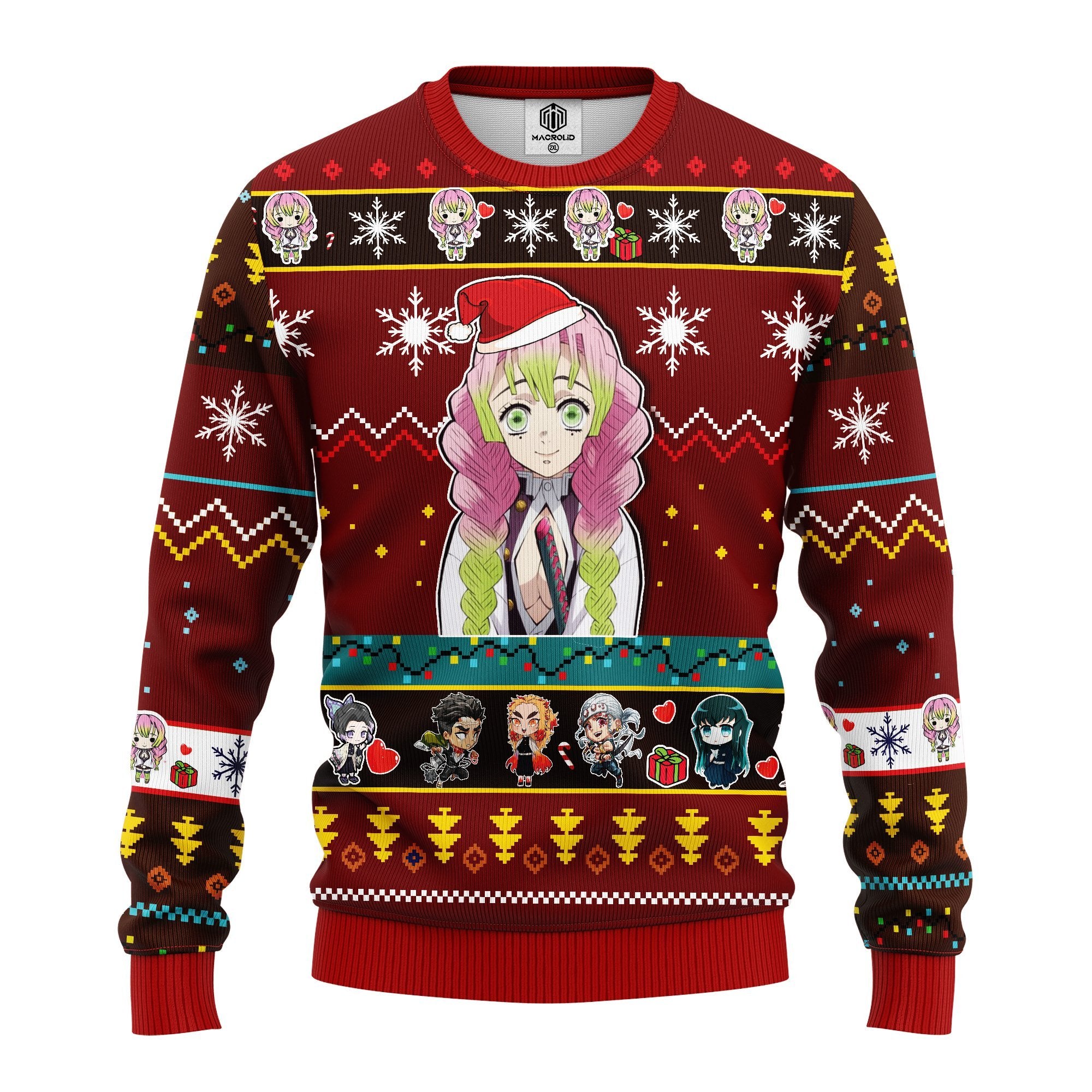Mitsuri Kanroji Demon Slayer Anime Ugly Christmas Sweater Red 1 Amazing Gift Idea Thanksgiving Gift