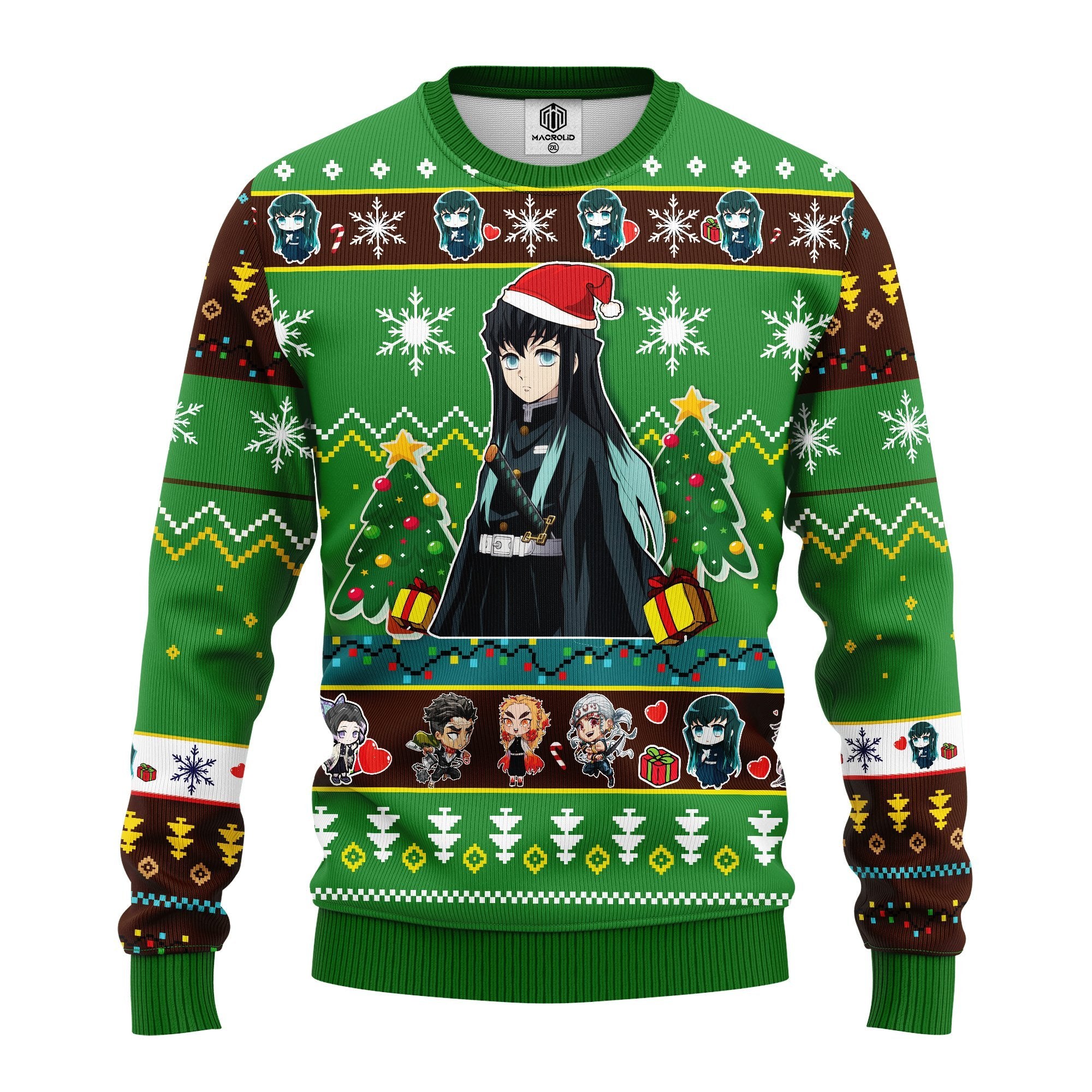 Muichiro Tokito Christmas Demon Slayer Anime Ugly Christmas Sweater Green 1 Amazing Gift Idea Thanksgiving Gift