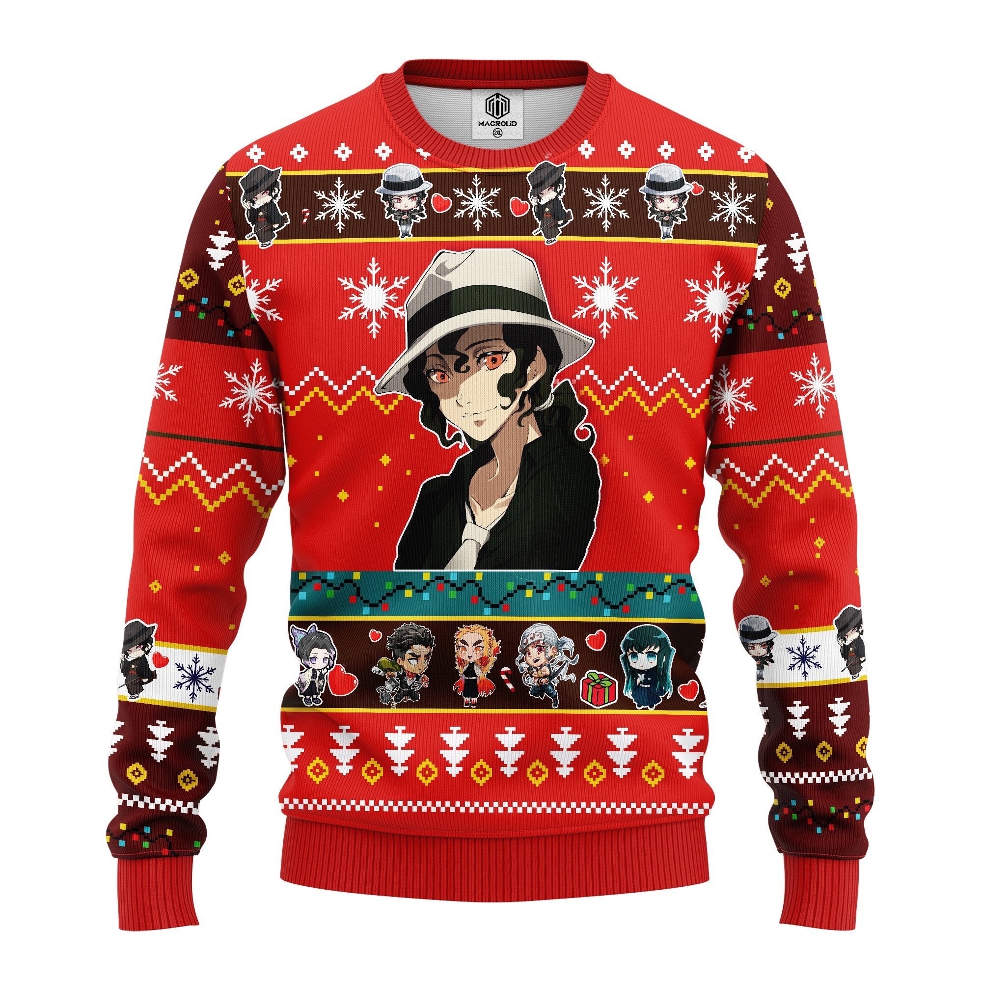 Muzan Kibutsuji Christmas Demon Slayer Anime Ugly Christmas Sweater Red 1 Amazing Gift Idea Thanksgiving Gift