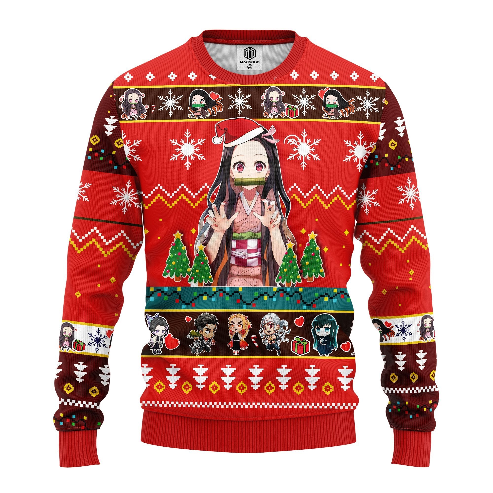 Nezuko Kamado Demon Slayer Anime Ugly Christmas Sweater Red 1 Amazing Gift Idea Thanksgiving Gift