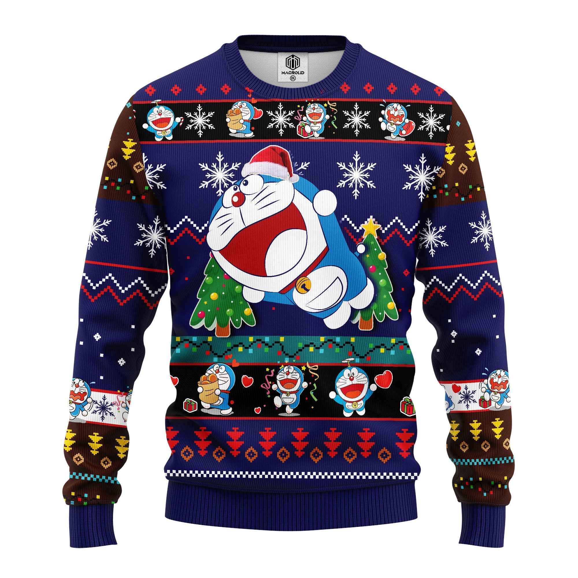 Doreamon Anime Ugly Christmas Sweater Blue Amazing Gift Idea Thanksgiving Gift